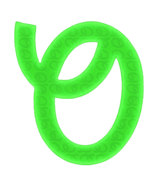 The Olyvz growth mark — a glassy green loop forming a rising leaf-like symbol.